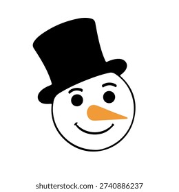 Cute snowman face. Snowman head. Happy Snowman. 