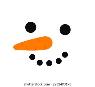 Cute snowman face isolated. Winter vector illustration