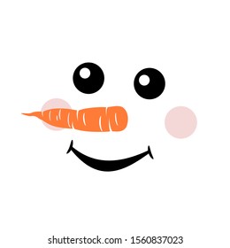 Cute Snowman Face Vector Art