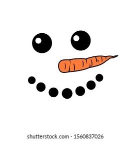 Cute Snowman Face Vector Art