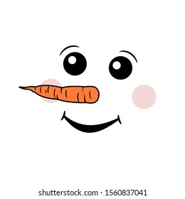 Cute Snowman Face Vector Art