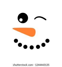Cute snowman face - vector. Snowman head. Vector illustration isolated on white background.