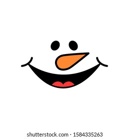 Cute snowman face - vector. Snowman head. Vector illustration isolated on white background.