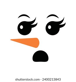 Cute snowman face vector illustration