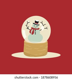 Cute Snowman flat design, Vector illustration