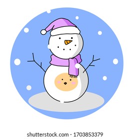 Un muñeco de nieve con cara divertida de pollo