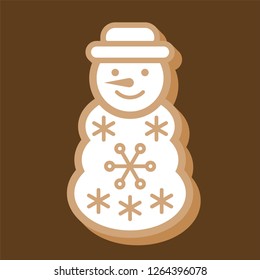 cute snowman gingerbread flat icon editable outline detail