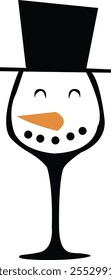 bonitinho boneco de neve design de logotipo de vidro com design plano