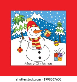 Cute Snowman greeting card vector