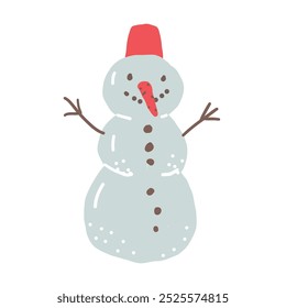 Cute Snowman hand drawn illustration. Winter and Christmas decoration. 
