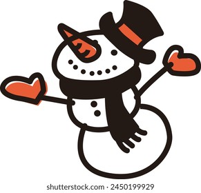 Cute snowman handwritten illustration icon