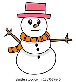 cute snowman happy. cartoon caharacter cute doodle draw