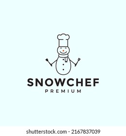 lindo muñeco de nieve con el logo de ese chef diseño vector símbolo gráfico icono ilustración idea creativa