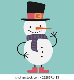 cute snowman with hat and scarf