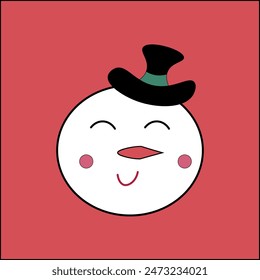 Cute snowman head, cartoon design