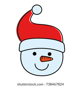 cute snowman head character icon
