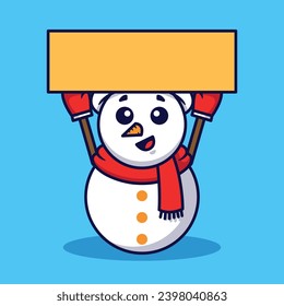 Ilustración de caricatura de un vector de signos de Snowman lindo aislado