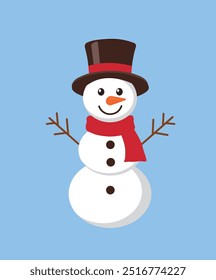 süßer Schneemann Symbol mit blauem Hintergrund
