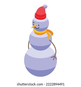 Cute snowman icon isometric vector. Winter snow. Xmas funny
