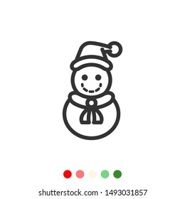 Cute snowman icon,Vector and Illustration.