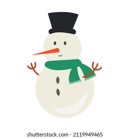 Cute snowman, illustration for children in cartoon style. Vector illustration.