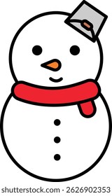 Cute Snowman Illustration with Red Scarf