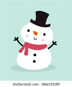 Cute Snowman illustration vector isolated