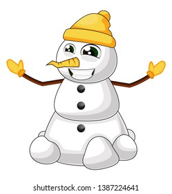 Cute snowman illustration vector on white background