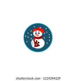 Cute Snowman and inscription Let it snow. Vecrtor Illustration can be used for kids t-shirt print, christmas card etc.