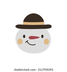 Cute Snowman isolated on white background. Vector illustration.