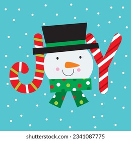 Cute Snowman in Joy text