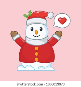 lindo muñeco de nieve con charla de burbuja de amor 