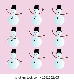 cute snowman with many expression