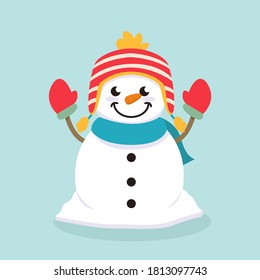 Cute Snowman mascot logo design illustration