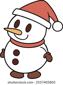 Cute Snowman mascot logo design illustration