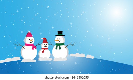 Cute snowman merry christmas vector