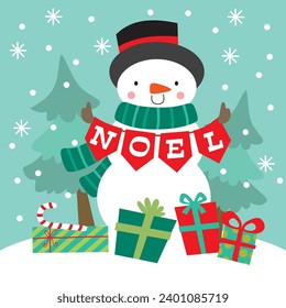 Cute Snowman with Noel text