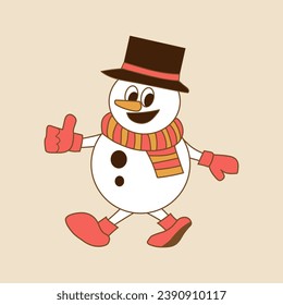 Cute snowman on beige background