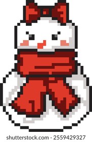 cute snowman on pixel art.eps 10 illustration