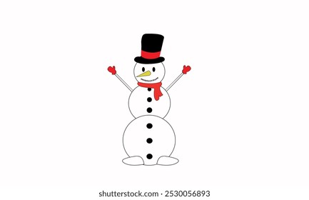 Bonitão de neve em um fundo branco. Ano Novo e cartão de Natal. Ilustração vetorial