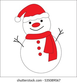 Cute snowman on white background