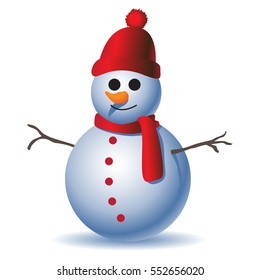 Cute snowman on white background