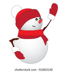 Cute snowman on white background
