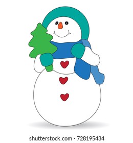 Cute snowman on white background