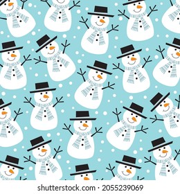 Cute snowman pattern for christmas card, gift wrap