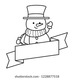 cute snowman with ribbon christmas character