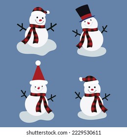 cute snowman with a scarf set