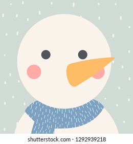 Cute snowman with scarf in winter concept,Vector illustration.