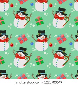 Cute snowman seamless pattern