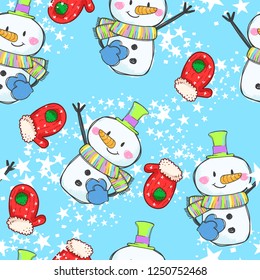 cute snowman seamless pattern